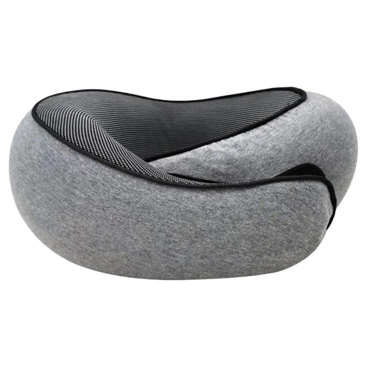 Wraparound Memory Foam Travel Neck Pillow – Light Gray