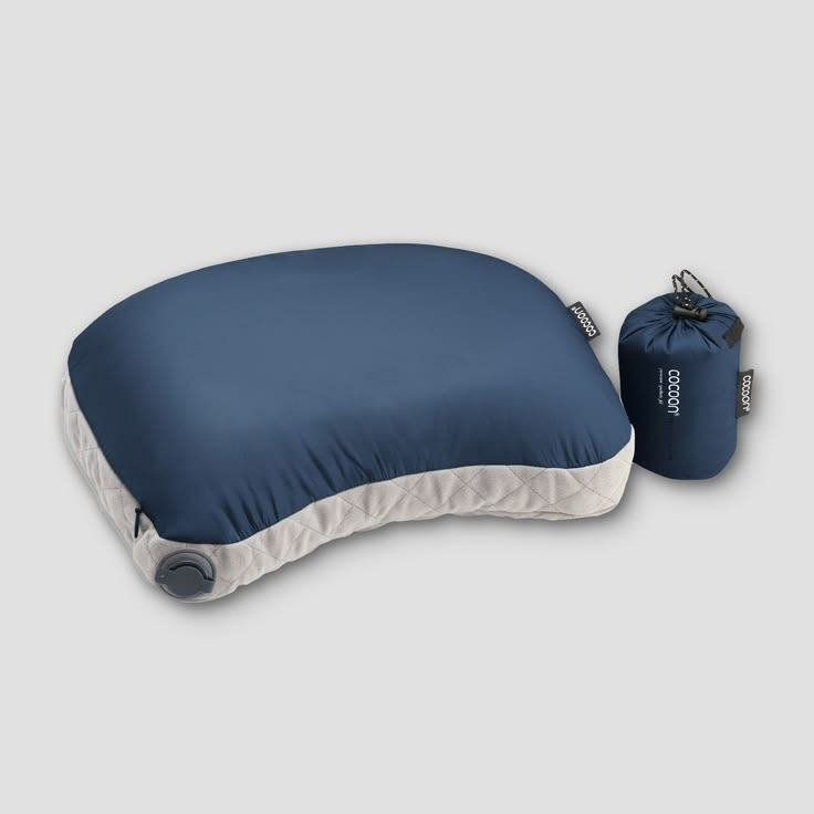 Inflatable Travel Pillow with Storage Pouch – Navy Blue